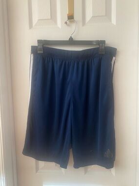 adidas Navy Athletic Shorts with White Side Stripes
